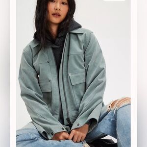 We The Free Blair Vegan Suede Jacket Steel Sea Large Women Boho Chic NWOT